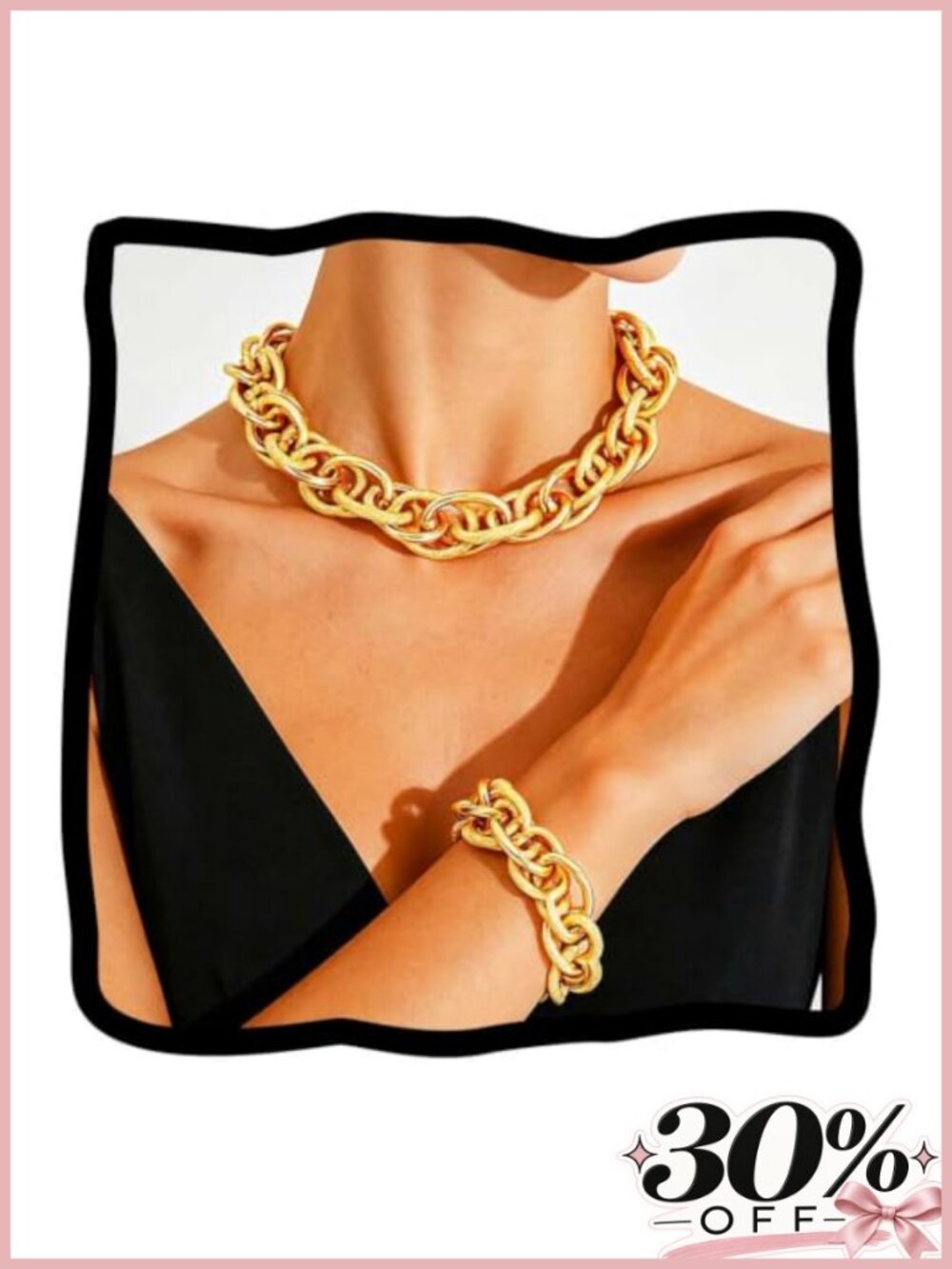 Chunky Gold Chain Jewelry Set Necklace Bracelet for Women